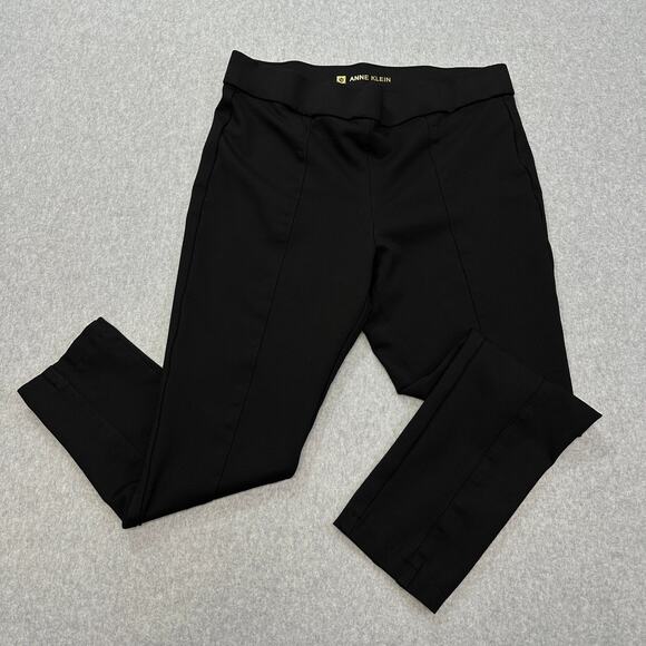Anne Klein Pants WMNS XL High Rise Tummy Control Seamed Skinny Ankle Black Ponte - Picture 3 of 15